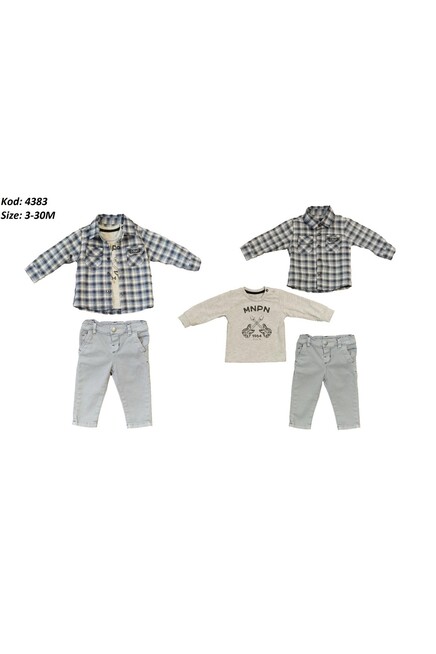 Baskili Sweatshirt Oduncu Gömlek Kot Pantolon Takim