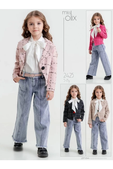 5-8 سنة فتاة بدله ستره مع سروال