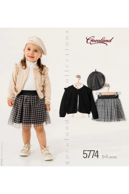 6-9 سنة فتاة  بدله تريكو مع تنورة