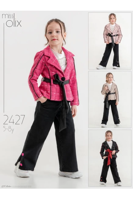 5-8 سنة فتاة بدله ستره مع سروال