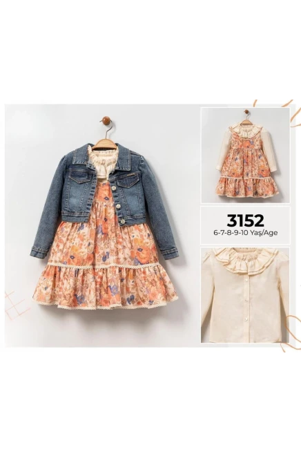 6-10 سنة فتاة فستان مع ستره