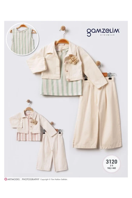 2-5 سنة فتاة بدله ستره مع سروال