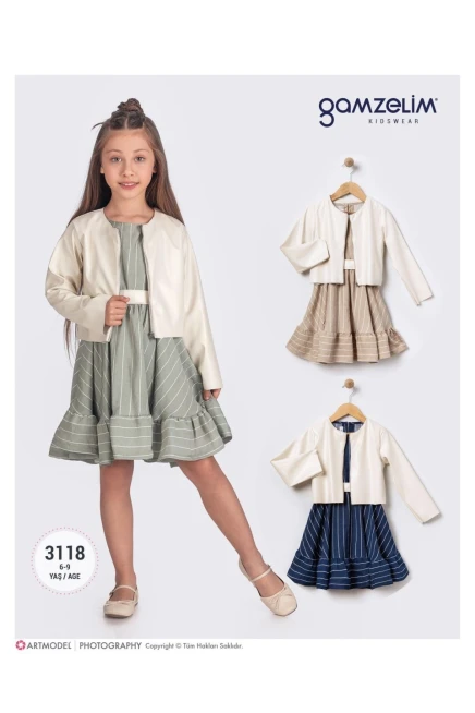 6-9 سنة فتاة فستان مع ستره