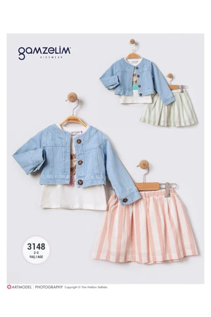 2-5 سنة فتاة طقم تنورة مع جاكيت