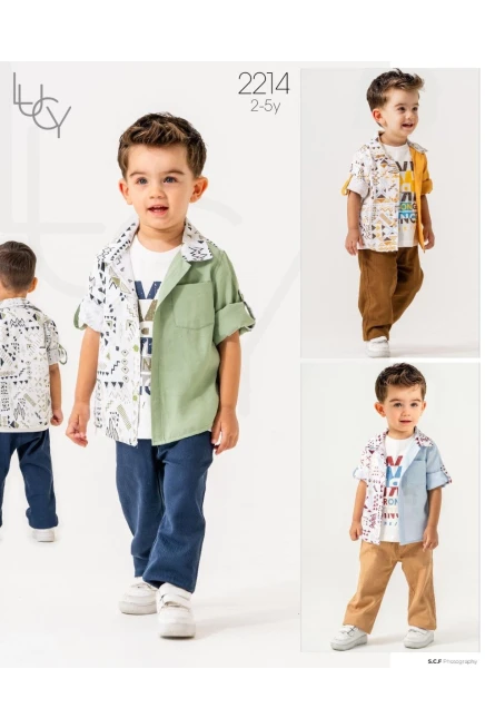 2-5 سنة صبي بدله تيشرت مع سروال