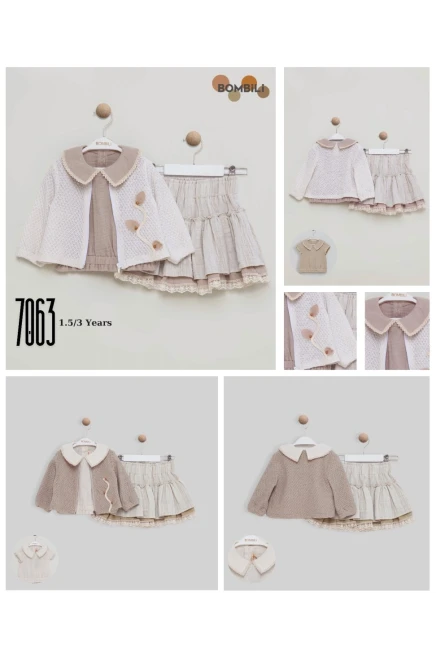 1-3 سنة فتاة  بدله تريكو مع تنورة