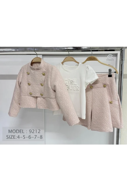 4-8 سنة فتاة طقم تنورة مع جاكيت