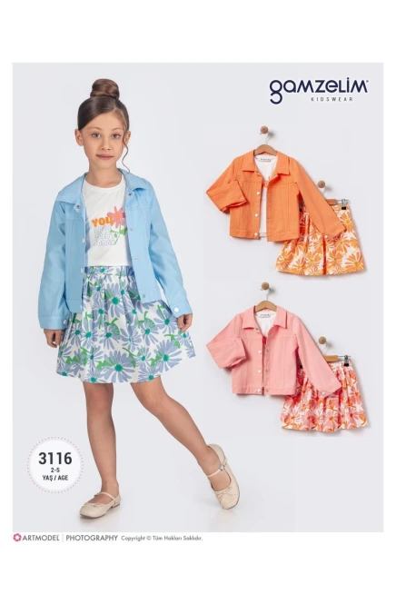 2-5 سنة فتاة طقم تنورة مع جاكيت