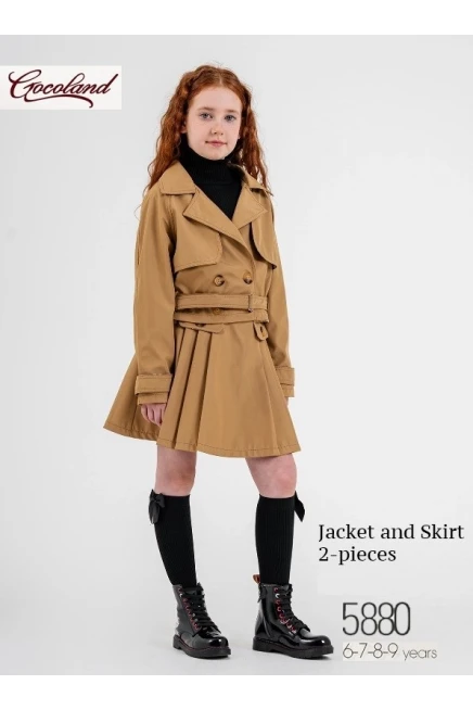 6-9 سنة فتاة طقم تنورة مع جاكيت