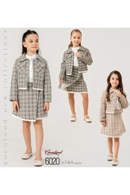 6-9 سنة فتاة طقم تنورة مع جاكيت