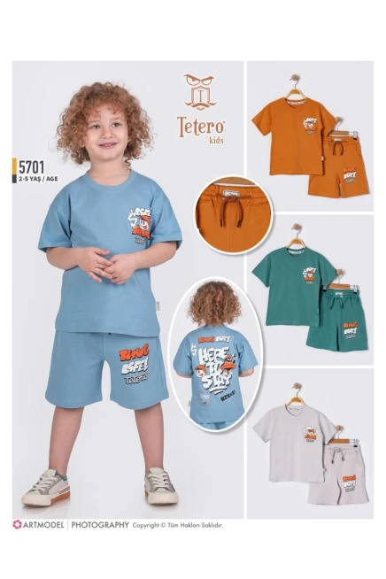 Baskılı Tişörtlü Şort Takım