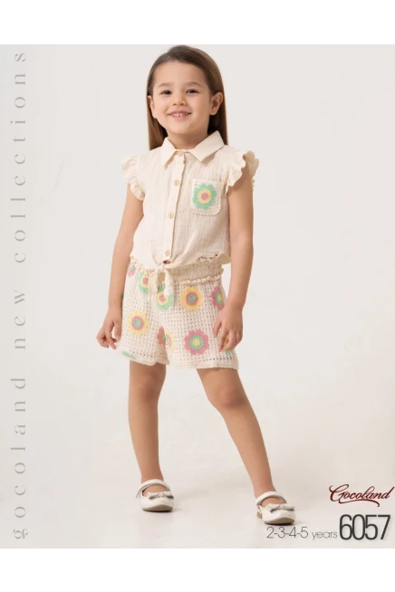 2-5 سنة فتاة بلوزة طقم شرط