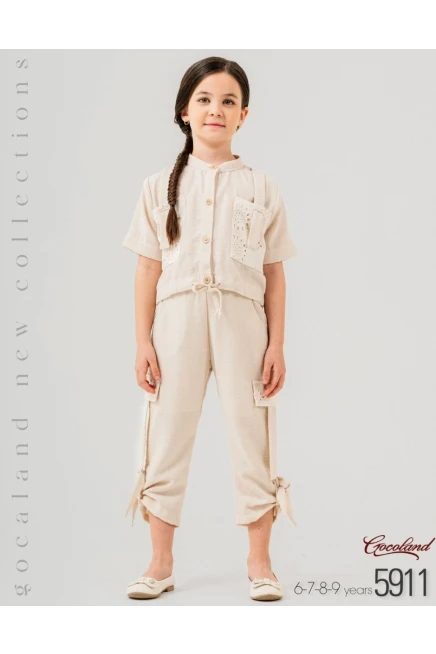 6-9 سنة فتاة طقم بنطلون مع تي شيرت