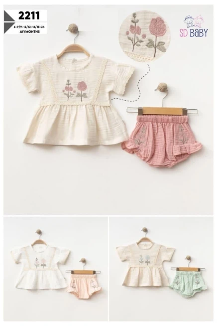 6-24 شهر فتاة بلوزة طقم شرط