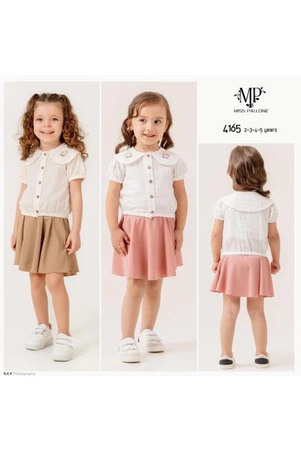 2-5 سنة فتاة بدله بلوزه مع تنوره