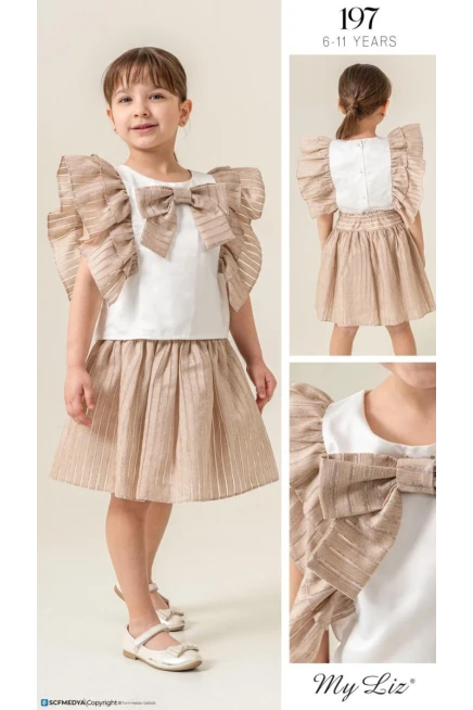 6-11 سنة فتاة بدله بلوزه مع تنوره