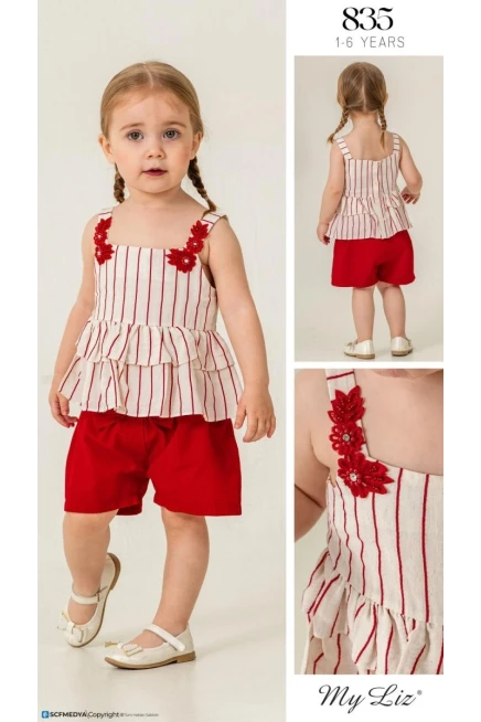 1-6 سنوات فتاة بلوزة طقم شرط