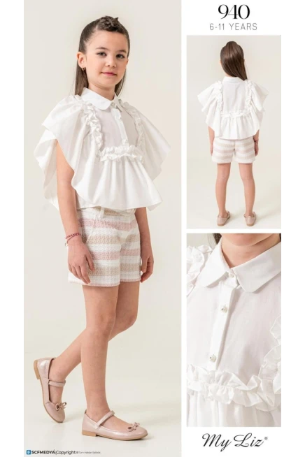 6-11 سنة فتاة بلوزة طقم شرط