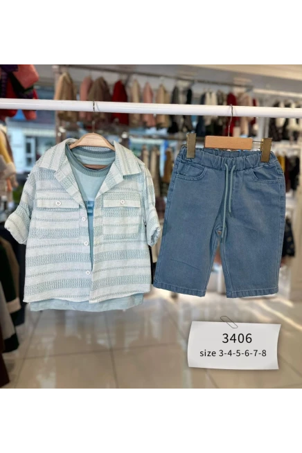 3-8 سنة صبي بدله قميص مع شورت