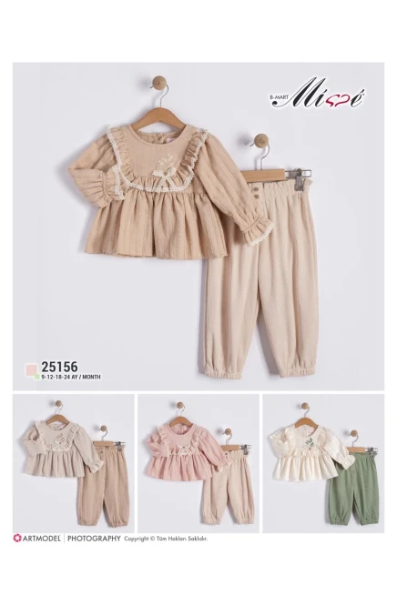 9-24 شهر فتاة طقم سروال مع بلوزة