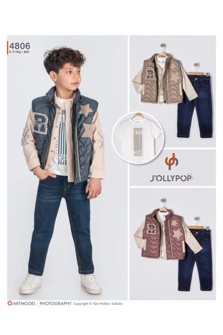 Şişme Yelekli Sweatshırtlu Pantolonlu Takım