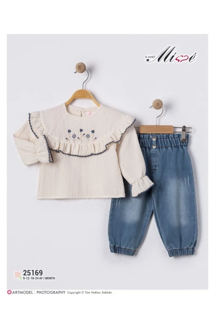 9-24 شهر فتاة طقم سروال مع بلوزة