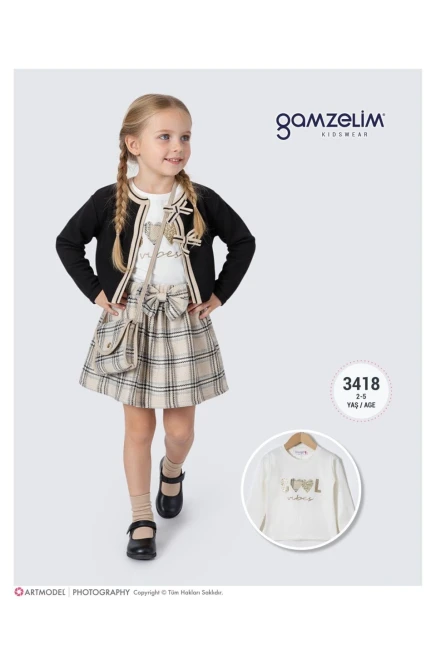 2-5 YEAR Girl SKIRT SET WITH CARDIGAN