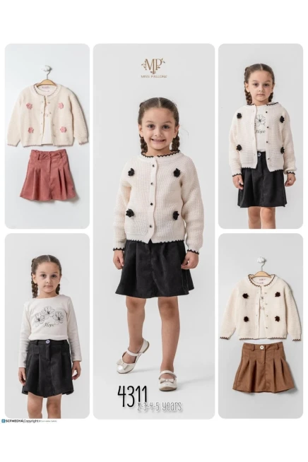 2-5 YEAR Girl SKIRT SET WITH CARDIGAN