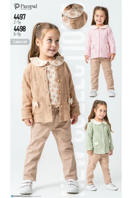 6-9 سنة فتاة ستره كارديجان مع سروال