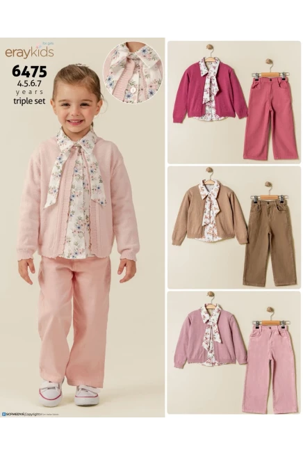 4-7 سنة فتاة ستره كارديجان مع سروال