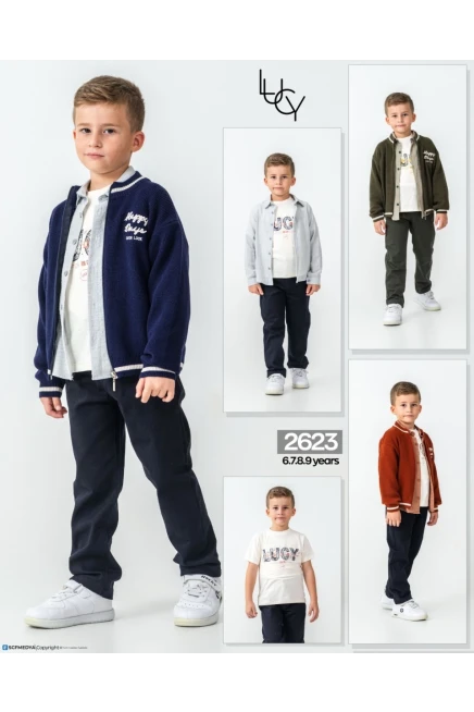 6-9 سنة صبي ستره كارديجان مع سروال