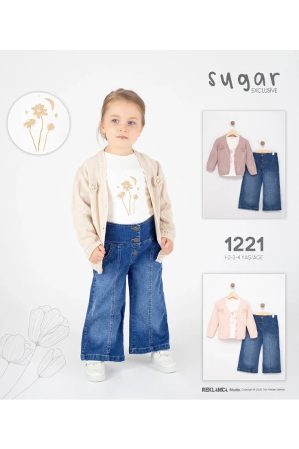 1-4 سنة فتاة ستره كارديجان مع سروال