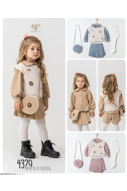 Süveterli Gömlekli Şort Etekli Takım