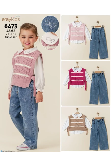 4-7 سنة فتاة بدله جيله مع سروال