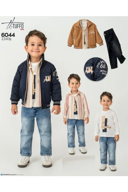 Ceketli Gömlekli Sweatshırtlu Pantolonlu Takım