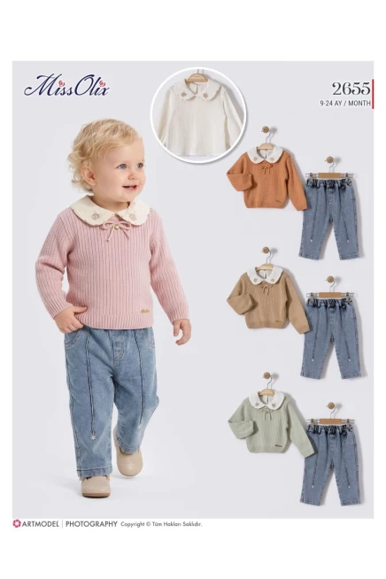 9-24 شهر فتاة طقم سروال مع بلوزة