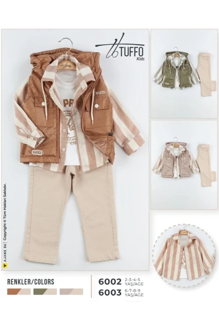 Yelekli Gömlekli Sweatshırtlu Pantolonlu Takım