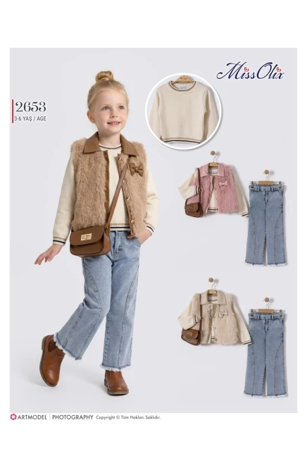 Yelekli Kazaklı Pantolonlu Takım