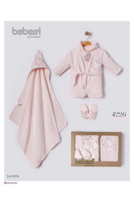 Bornozlu Havlulu Terlikli Set