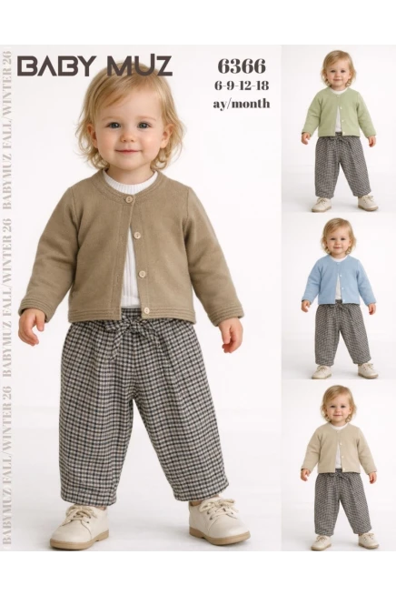 6-18 شهر فتاة ستره كارديجان مع سروال