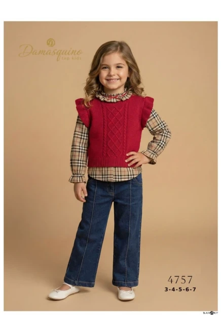 3-7 YEAR Girl PANT SET WITH SWETER VEST