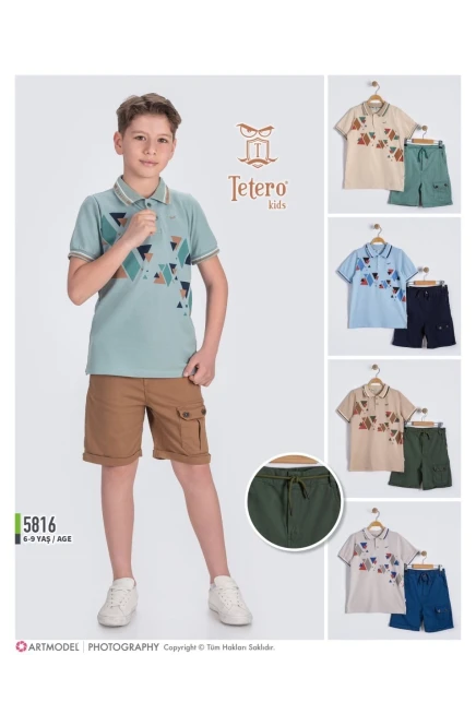 Gömlekli Tişörtlü Şort Takım