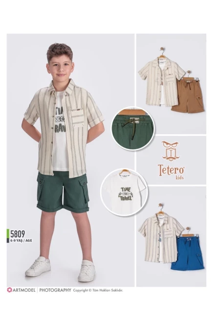 Gömlekli Tişörtlü Şort Takım