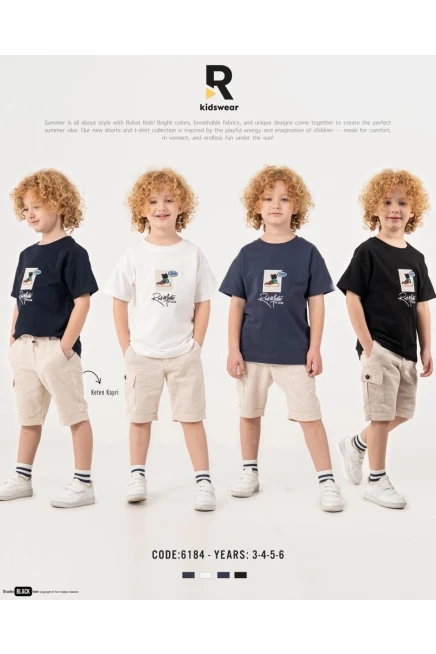 Yakalı Tişörtlü Keten Şortlu Takım