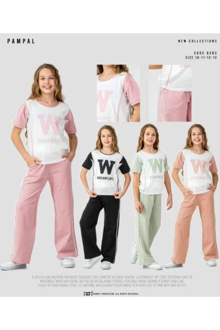 10-13 سنة فتاة طقم بنطلون مع تي شيرت