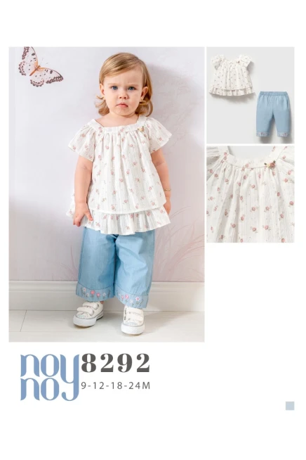 9-24 شهر فتاة طقم سروال مع بلوزة