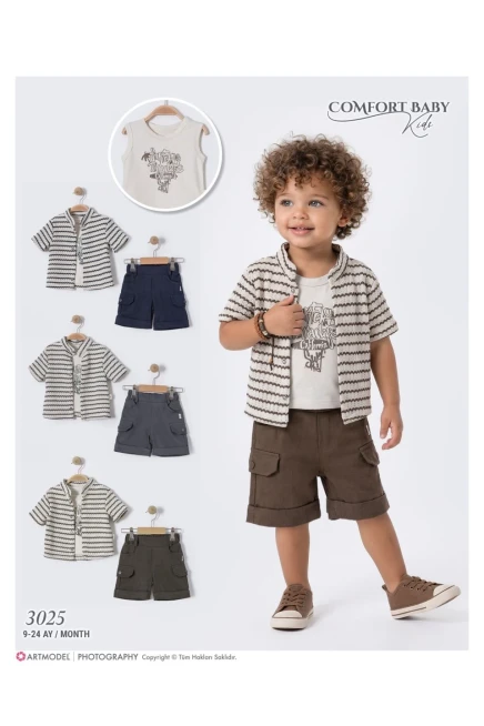 Gömlekli Tişörtlü Şort Takım