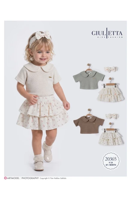 9-24 شهر فتاة بدله بلوزه مع تنوره