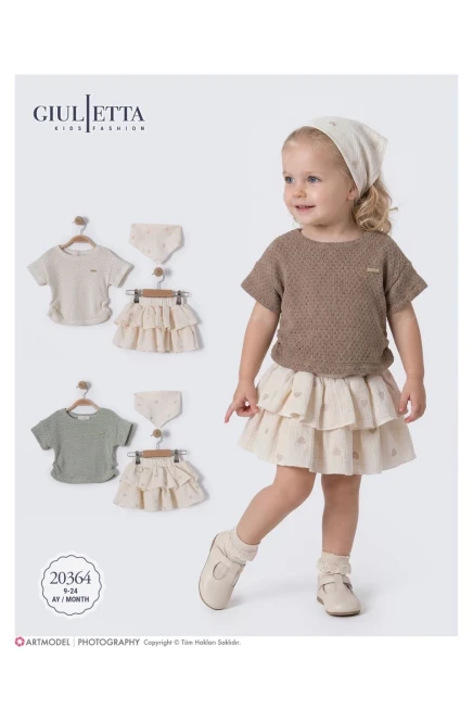 9-24 شهر فتاة بدله بلوزه مع تنوره