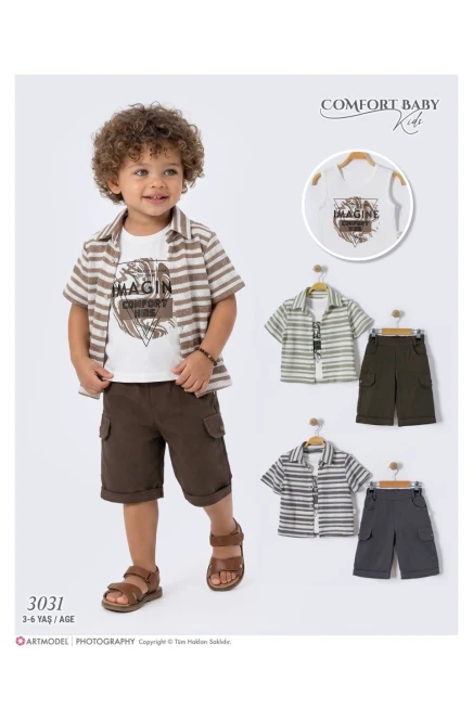 3-6 سنة صبي بدله قميص مع شورت